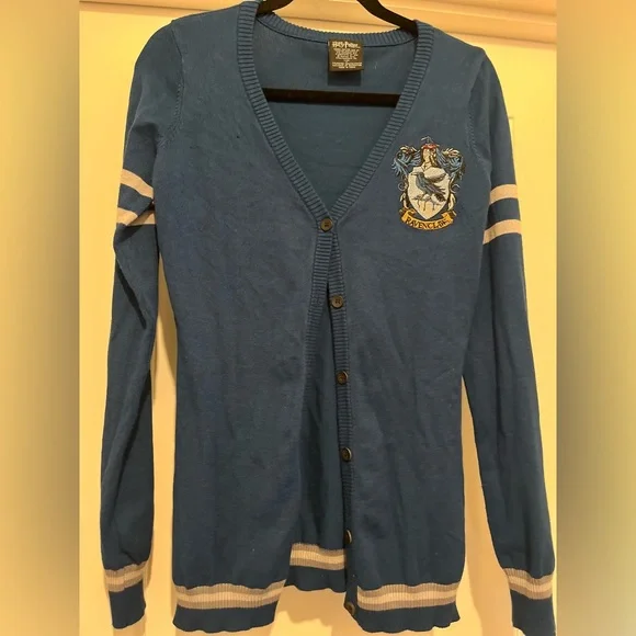 Harry Potter Womens Ravenclaw House Open Front Cardigan Juniors Knit Sweater
